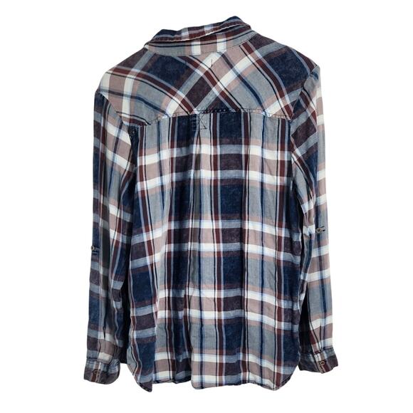 Kut From The Kloth Long Sleeve Button Down Plaid Top Womens Size Large L - Picture 2 of 4